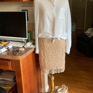 Umgee Gold/Beige Lace Skirt Size M, NWT